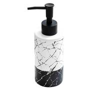 Encimera Dispensador de jabón con Bomba, loción Recargable for champú cerámica for baño Decoración Vintage para el baño(Black+White)