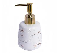 Encimera Dispensador de mármol del jabón diseño Modelo con la loción Recargable Bomba for el Cuarto baño Decoración Vintage para el baño(White,Round)