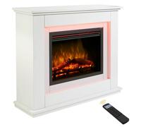 Endeavour Fires Castleton Chimenea Eléctrica Suite 39"| Realista Efecto Llama de Fuego, Chimenea Decorativa, Tecnología LED de Bajo Costo, Color Blanco | 27,9f. x 100an. x 82,5al. cm