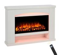 Endeavour Fires Duggleby Chimenea Eléctrica Suite 48" | Realista Efecto Llama de Fuego, Chimenea Decorativa, La Tecnología LED de Bajo Consumo, Color Blanco | 28f. x 120an. x 87al. cm