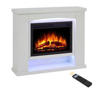 Endeavour Fires Ebberston Chimenea Eléctrica Suite 39"| Realista Efecto Llama de Fuego, Chimenea Decorativa, La Tecnología LED de Bajo Costo, Color Blanco | 27,5f. x 100an. x 83al. Cm