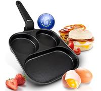 endusor Sartén 3 Compartimentos Huevo Tortitas y Tocino (21cm) | Inducción Gas Cerámica Eléctrica, antiadherente, para Huevo Tortitas Bacon Verduras