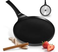 endusor Sartén Crepes Inducción 26cm con Espátula y Esparcidor (Haya) | Triple antiadherente, sin PFOA + PFOS, apta para todas las cocinas, Crepera