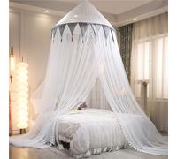 ENEN Cortinas de Cama con Dosel, Diseño de Bola de Algodón en el Borde Mosquitera con Dosel Dosel para Cama Mosquitera Cama Doble Plegable Dosel de Princesa Mosquitera para Cama (Gris)