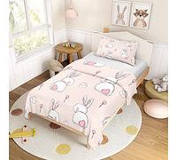 ENEN Funda Nordica Cama 90, Funda Nórdica 90x190 cm con Cremallera - Funda Almohada 40x60 cm, Niños Conejo Fundas Edredon para Cama Individual - Cómodo y Suave Microfibra