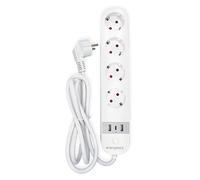 Energeeks - Regleta Enchufe WiFi Inteligente - Medidor de Consumo Integrado - 4 Entradas - 2 USB - 1 USB-C - Tipo Schuko - 2,4 GHz - 16A/3680W - 240V/60Hz - App Móvil - Compatible con Alexa y Google