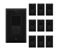 Enerlites 91150-bkwp-10pcs Decorator Rocker Interruptor de luz y placa de pared, 15 A Single pole, Negro (Pack de 10)