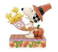 Enesco Peanuts by Jim Shore Acción de Gracias Snoopy sosteniendo una Cornucopia de Woodstocks, 5.31 Pulgadas, Multicolor