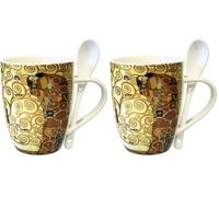 Enesco, Taza con cucharita y dibujo de Árbol de la Vida de Klimt, cerámica (Paquete de 2)