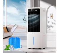 Enfriador de aire 12L 4 en 1 portátil con mando a distancia y 2 almohadillas de hielo, humidificador purificador de aire, pantalla táctil