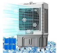 Enfriador de aire evaporativo comercial 3 en 1, tanque de 55 L y 6 cajas de hielo, humidificador de ambiente portátil con 3 velocidades, enfriador evaporativo de bajo consumo energético para espacio