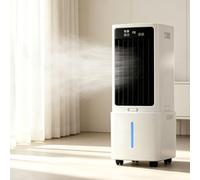 Enfriador de aire evaporativo portátil 12L, 3 en 1 ventilador con refrigeración por agua, 3 velocidades y 3 modos, temporizador 12H, mando a distancia, oscilación automática, silencioso, para hogar