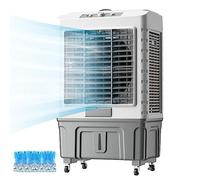 Enfriador de aire evaporativo portátil, tanque de 55 litros y oscilación de 120°, ventilador silencioso con paquetes de hielo para el hogar, oficina, garaje, 3 velocidades, enfriamiento de alto