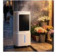 Enfriador de aire evaporativo sin ventilación, tanque de agua de 25 l, 3 velocidades, giro de 120°, ruedas de 360°, cubre 160-215 pies cuadrados for sala de estar interior