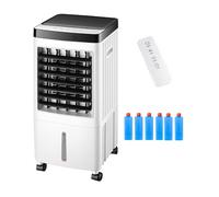 Enfriador de aire evaporativo, tanque de agua de 10 litros, enfriador portátil de pantano con control remoto, 3 velocidades de viento, temporizador de 7 horas, columpio automático, ventilador