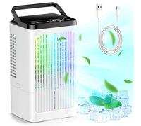 Enfriador de aire portátil de 1200 ml, 4 en 1, 2 niveles de niebla, 4 velocidades, temporizador