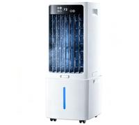 Enfriador de Aire Sin Tubo Depósito Extraíble 12L, 3 en 1 Climatizador Evaporativo Silencioso, 3 Velocidades, Temporizador 12H, Mando, 6 Bloques de Hielo para Casa