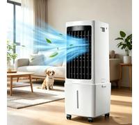 Enfriador evaporativo de 12 litros, aire acondicionado portátil sin ventana con depósito de agua, enfriador de aire evaporativo con control remoto, 3 velocidades, temporizador de 14 horas