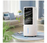 Enfriador Portátil 12L Evaporativo - Mando a Distancia, 3 Velocidades de Ventilador, Temporizador 12 Horas, Ruedas, Ventilador Acondicionador Sin Ventana para Dormitorio, Sala y Oficina