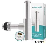 Engelbach® Sifón diseño para lavabo 1 1/4" con apertura limpieza - Desagüe universal con junta de goma e instrucciones - Cepillado