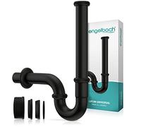 Engelbach® Sifón lavabo baño - Tubo 200 mm 1 1/4" negro mate con manguito de goma - Instalación sencilla - Modelo universal