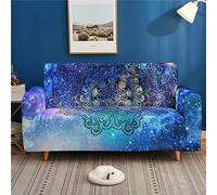 Enhome Funda para Sofá de 1 2 3 4 plazas, Universal 3D Mandala Impresa Antideslizante Elástica Extensible Fabric Protector Cubierta Cubre de Sofá Fundas (Galaxia Azul,3 Plazas)