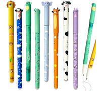 EnixwH 8 Piezas 0,7 MM Punta Boligrafos Bolis Gel Borrable Papeleria Material Escolar con Múltiple Motivos Animales para Niño Notas Diario Uso Escuelas Oficinas Regalos Regreso Clases (Animal A)