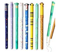 EnixwH 8 Piezas 0,7 MM Punta Boligrafos Bolis Gel Borrable Papeleria Material Escolar con Múltiple Motivos Animales para Niño Notas Diario Uso Escuelas Oficinas Regalos Regreso Clases (Animal B)