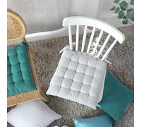 Enjoy Home, cojín de Silla Gruesa, Cuadrado, 38 x 38 cm, Blanco Gris, cojín de Silla de algodón, Cierre con Nudos, cojín para Asiento cómodo, colección Cambria