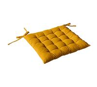 Enjoy Home, Cojín de Silla piqué, algodón Certificado ÖkoTex, Color Mostaza, tamaño: 38 x 38 cm, Cuadrado y Reversible, Accesorio con Nudillos, Ideal para un Asiento cómodo