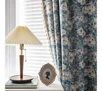 ENJOYBRIDAL Cortinas Florales Azules de 80 Pulgadas de Largo, 2 Paneles, Cortinas semitransparentes para Sala de Estar, rústicas, Bohemias, con Bolsillo para Barra, Paneles de Cortina de Ventana con