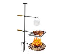 Enpvneer Parrilla Giratoria para Fogatas Altura Ajustable De Acero Resistente，43.7 cm Parrilla PortáTil De Acero, Parrilla PortáTil De Acero