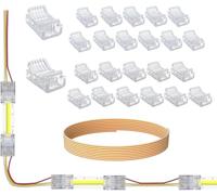 ENQIMAOYI Conector de tira de luces LED CCT COB de 10 mm, 20 conectores sin soldadura de tira a cable, extensión de 5 m, 22 AWG, 3 cables para iluminación de bricolaje de 5 V, 12 V, 24 V