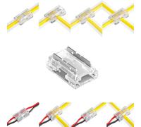 ENQIMAOYI Conectores de Tira de Luz LED 8 en 1 - 25 Unidades de 2 Pines de 10 mm - Conexión Sin Soldadura para Tiras LED COB/SMD 2835/3528 de Un Solo Color