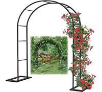 Enrejado de arco de jardín de acero inoxidable, resistente a la intemperie, 3,5 m de ancho x 2,2 m de alto, soporte de escalada duradero y puerta de jardín decorativa en color verde