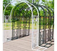 Enrejado de arco de jardín de metal ajustable para plantas trepadoras, 140-340 cm, tubo cuadrado de 20 mm, color marrón, ideal para exteriores y apoyo