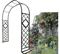 Enrejado de arco de jardín de metal con recubrimiento en polvo resistente para plantas trepadoras, cenador resistente para rosas y vides, marrón, 300 x 230 cm, ideal para decoración de jardín