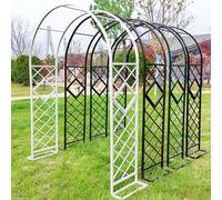 Enrejado de arco de jardín de metal para plantas trepadoras, soporte ajustable resistente a la intemperie, 140-380 cm, elegante acabado negro, ideal para decoración de jardín al aire libre, 340 x 230