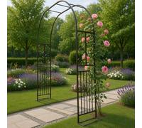 Enrejado de arco de jardín de metal resistente de 180 x 40 x 230 cm para plantas trepadoras, cenador duradero con base plana, ideal para decoración de jardín interior y exterior para madera y hormigón