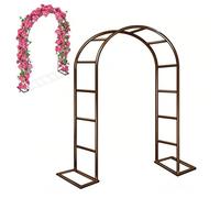 Enrejado de arco de jardín de metal resistente para plantas trepadoras, marco tubular arqueado de 140 x 240 cm, ideal para decoración de patio trasero y césped, uso en interiores y exteriores (marrón