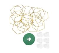 Enrejado de cadena hexagonal dorado para plantas trepadoras con 18 anillos modulares y ganchos para interiores y exteriores, sistema de soporte de decoración de pared de jardín