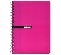Enri 100430071 - Pack de 5 cuadernos con espiral simple, formato cuarto, papel de 60 g, A5, tapas duras