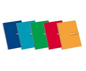 Enri 100430083 - Pack de 5 cuadernos espiral, tapa dura, Fº, cuadrícula 3x3 c/margen