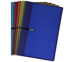 Enri 101085304 - Pack de 5 cuadernos con espiral simple, Pauta 3, tapas duras, colores surtidos