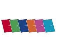Enri, Bloc de Notas Espiral, Tapa Blanda, Cuadrícula 4x4, Formato 8º (15,5 x 10,5 cm), 80 Hojas, Pack 10 Libretas, Colores Surtidos