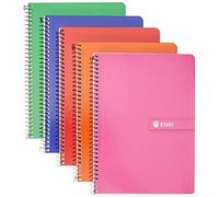 Enri, Cuaderno A5, Tapa Dura, 80 Hojas cuadrícula 4x4, Paquete 5 unidades, Colores aleatorios