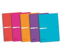 Enri Cuadernos A4 (Folio) 5 unidades, Tapa plástico,80 Hojas Cuadrícula 4x4