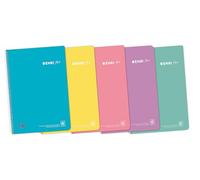 Enri, Cuadernos A4 (Folio) Cuadrícula 4x4, Tapa Plástico, 80 Hojas, Pack 5 Libretas, Colores Pastel