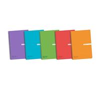 Enri, Cuadernos A5 cuadriculados 4x4, tapa plástico, 80 hojas. Pack de 5 unidades, colores aleatorios