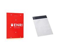 Enri, Pack de 10 Cuadernos de notas grapados de tapa blanda, A7, Rojo + 100103760 - Pack de 10 blocs de notas grapados sin tapa, A7